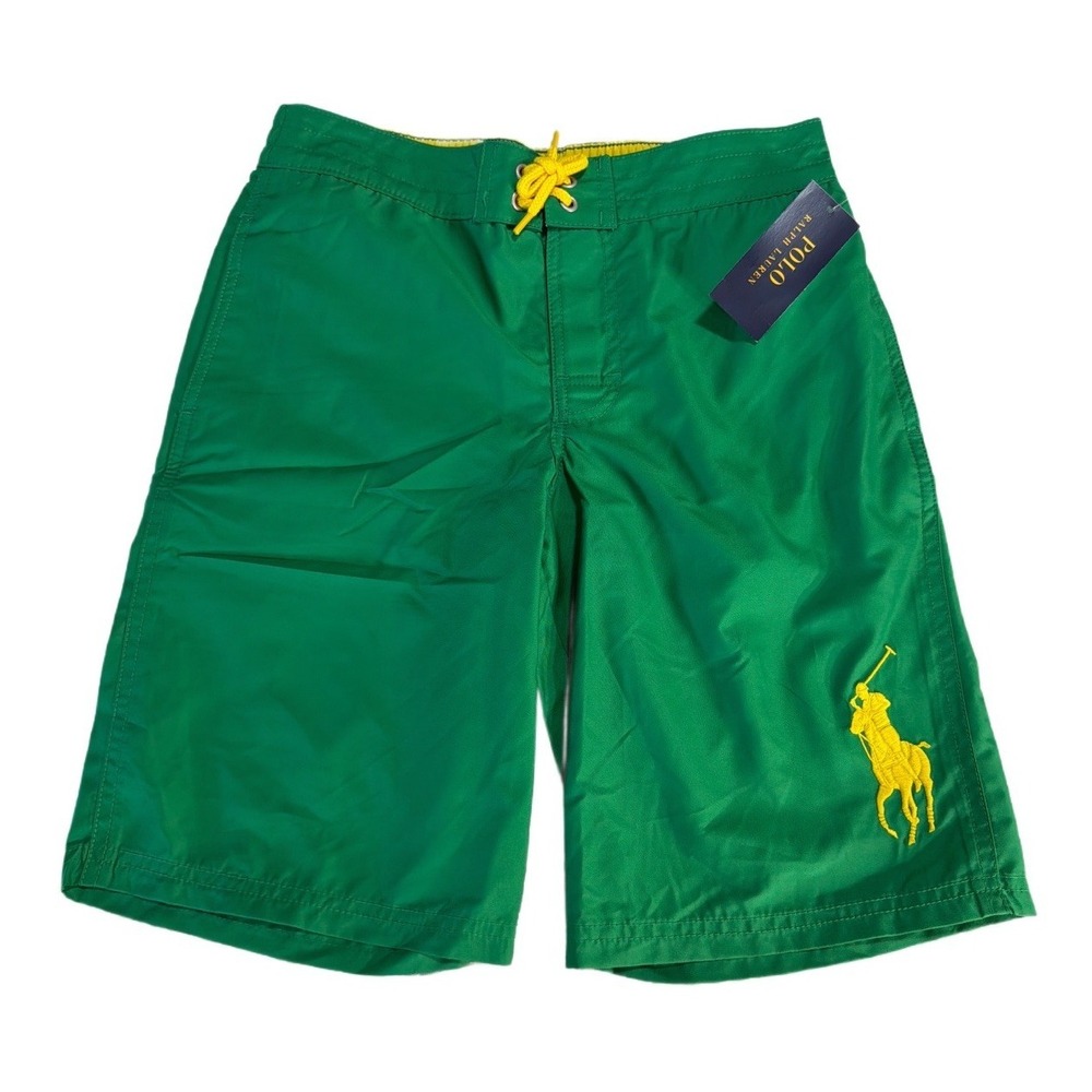 NWT Polo Ralph Lauren Swim Trunks Youth M (10/12) Big Pony Green